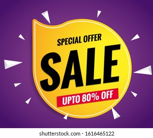 Super sale banner template yellow on purple background