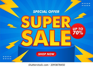 Super Sale Banner - Vector Gradient Design Illustration : Suitable for Business Theme, Shopping Theme, Promotion Theme, Advertising Theme, Infographics and Other Graphic Related Assets.