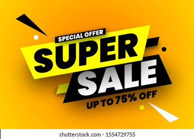 Super sale banner. Vector illustration.