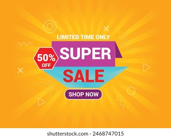 Super sale banner. Vector illustration super sale banner template design. Special Offer banner.