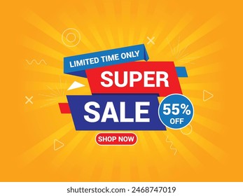 Super sale banner. Vector illustration super sale banner template design. Special Offer banner.