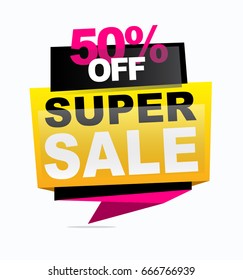 Super sale banner. Vector illustration.