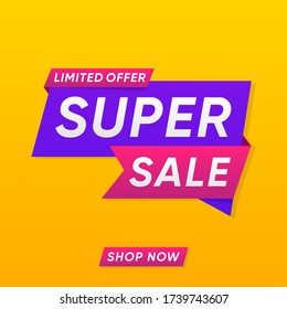 Super Sale Banner Vector Template  Design 