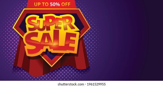 Super sale banner, vector template design for media promotian web add and commercial social media post 