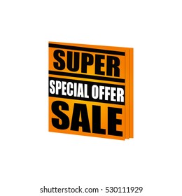 Super sale banner. Yellow and black discount poster. Special offer. Badge. Vector illustration, eps10.