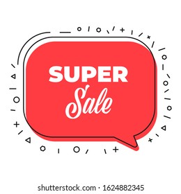 Super sale banners. Flat linear promotion ribbon banner, scroll, price tag, sticker, badge, poster. Vector illustration. 