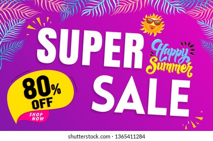 Super sale banner.Summer template.