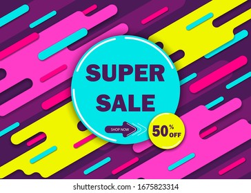 Super sale banner.Vector illustration. Discount 50 Sale tags set vector badges template