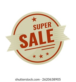 Super Sale – beige and red vintage sticker, retro badge – vector illustration	
