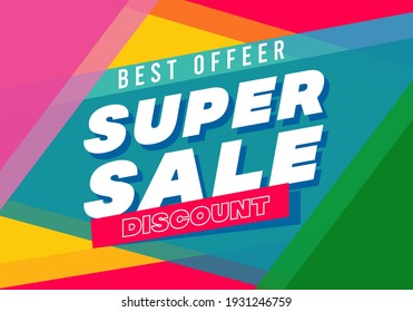 Super sale big finale special offer concept horizontal banner template design.Design template discount abstract promotion layout poster.Mega sale vector illustration.Just shop now.Modern bright flyer.