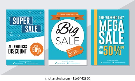 Super sale, big sale and mega sale flyer template