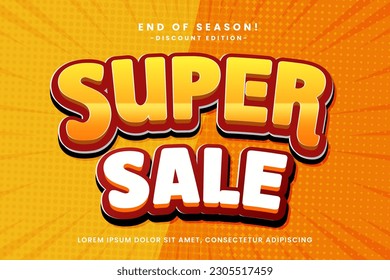 Super Sale big promo text effect, easy custom, modern style header or title promotion product or services, special offer discount sale, simple and clean background
