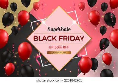 Superventa Viernes Negro decoración creativa con globo 3d