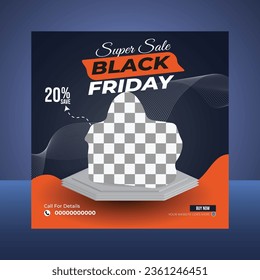 super sale black Friday social media ads banner design template vector file