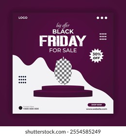 Super sale black Friday social media post design template or mouse online selling banner