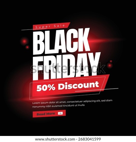 Super Sale Black Friday Vector Social media banner with 50 percent Discount off 