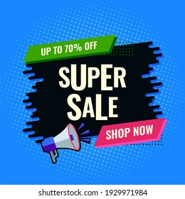 super sale blue and black abstract sale banner shop now