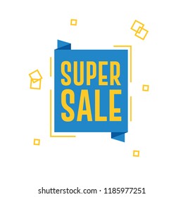 Super Sale with Blue Ribbon Banner
