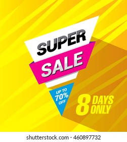 Super sale. Bright vector sale banner