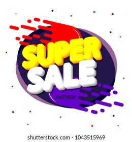 Super Sale, bubble banner design template, app icon, vector illustration 