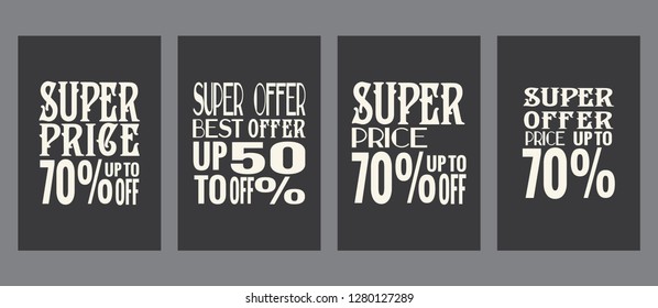 Super sale card and flyers templates set, special vintage kit for shops and your business