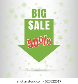 Super Sale Colored Arrow Banner. Big Sale 50% Off. Vector Illustration.