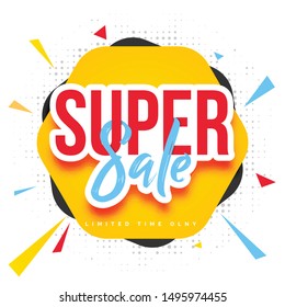 Super sale comic style with dot pattern