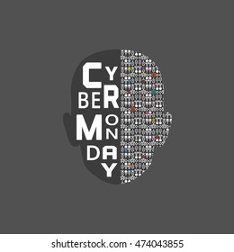 Super sale Concept. Cyber Monday special bonus. Template promotion poster on discount offer. Design idea element of season hot deal campaign banner. Background for advertisement. Vector illustration