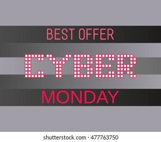 Super sale Concept. Cyber Monday best offer. Typography promotion poster on special discount. Design idea element of season hot deal campaign banner. Background for advertisement. Vector illustration