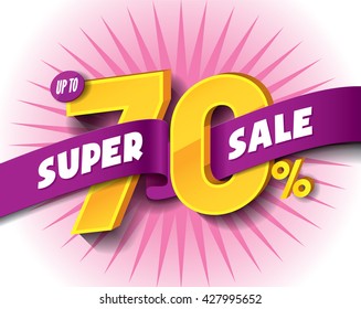 Super Sale concept with label banner. sale layout design. Vector illustration