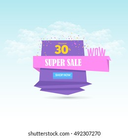 Super Sale Concept Origami Ad, Website Banner Design, Header
