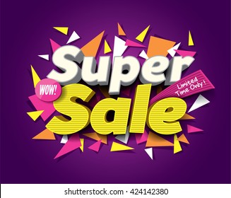 Super Sale concept vector banner. sale layout design. Vector illustration.