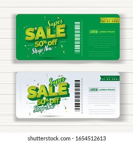 Super sale coupon promotion product or services, Special gift template design, complement your promotion, two alternative designs green and gray