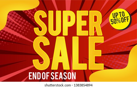 Super Sale Design for business. Discount Banner Promotion Template