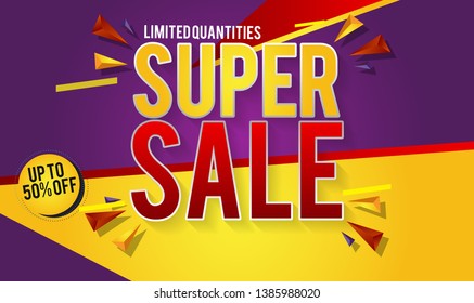 Super Sale Design for business. Discount Banner Promotion Template