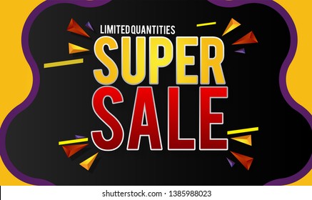 Super Sale Design for business. Discount Banner Promotion Template