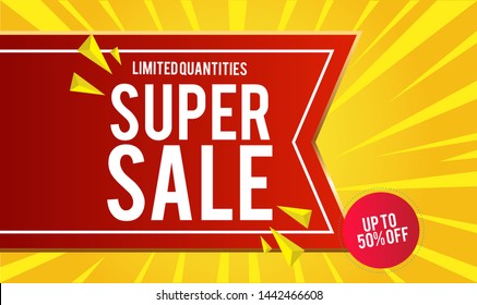 Super Sale Design for business. Discount Banner Promotion Template