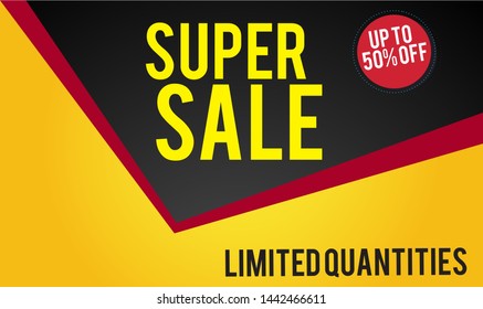 Super Sale Design for business. Discount Banner Promotion Template