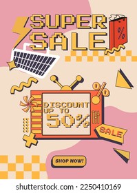 SUPER SALE DESIGN POSTER VECTOR