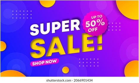 Volante digital de superventa y banner web para la ilustración de fondo del día de compras