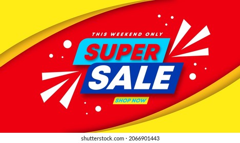 Super sale digital flyer and web banner for shopping day background illustration