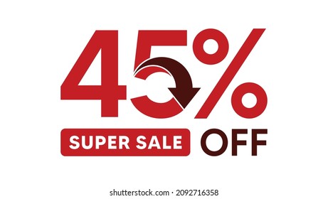 Super sale discount up to 45 percent, banner template design, special offer discount sales promotion. vector template illustration