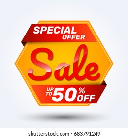 Super sale discount banner design.Layout for online shopping, product, promotions, website and brochure.Special offer 50% off. Vector template background.
