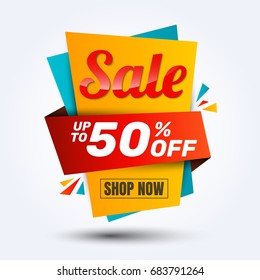 Super sale discount banner design.Layout for online shopping, product, promotions, website and brochure.Special offer 50% off. Vector template background.