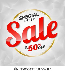 Super sale discount banner design.Layout for online shopping, product, promotions, website and brochure.Special offer 50% off. Vector template background