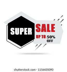 Super sale discount banner template, special offer vector, 50% off