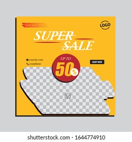 Super Sale discount banner template promotion. Vector illustration