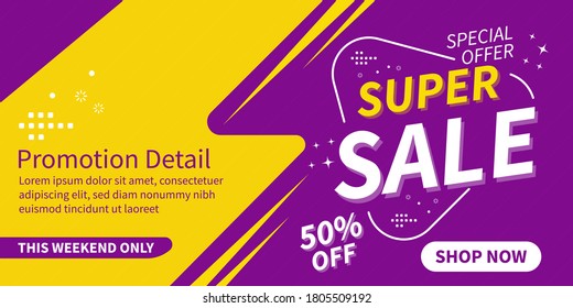 Super sale discount banner template promotion Premium Vector