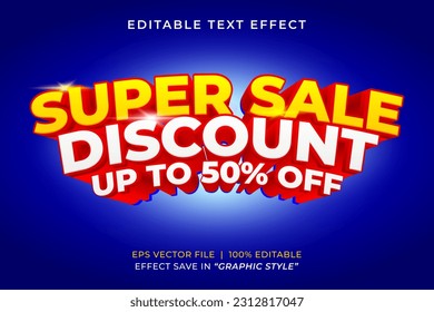 Super sale discount promotion 3d editable text effect