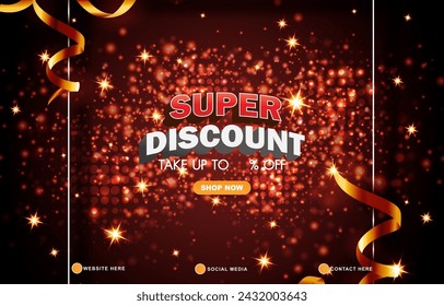 super sale discount template banner with copy space for product sale with abstract gradient dark red background design